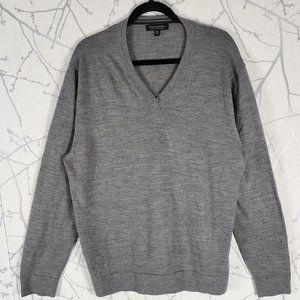 Banana Republic Gray 100% Merino Wool V-Neck Sweater